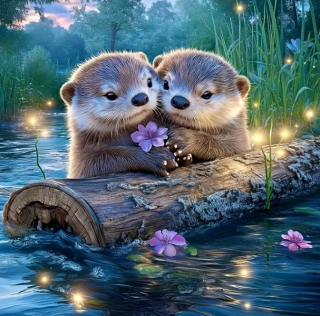 Diamond Painting Zwei süsse Otter